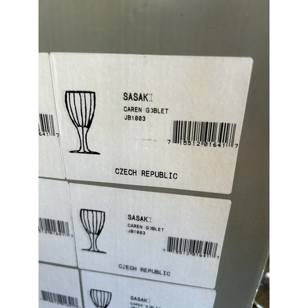 Sasaki Caren‎ Wine/water Glass Goblets set of 6 NEW original box